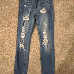 Aeropostale Ripped Blue Skinny Jeans